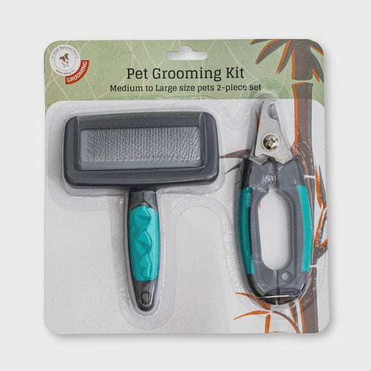 2-In-1 Essential Pet Grooming Kit - Brush & Clippers Set