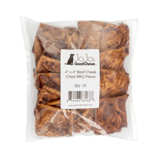 Beef Cheek Chips Dog Treats - Bbq Flavor Basted (4”x4”)