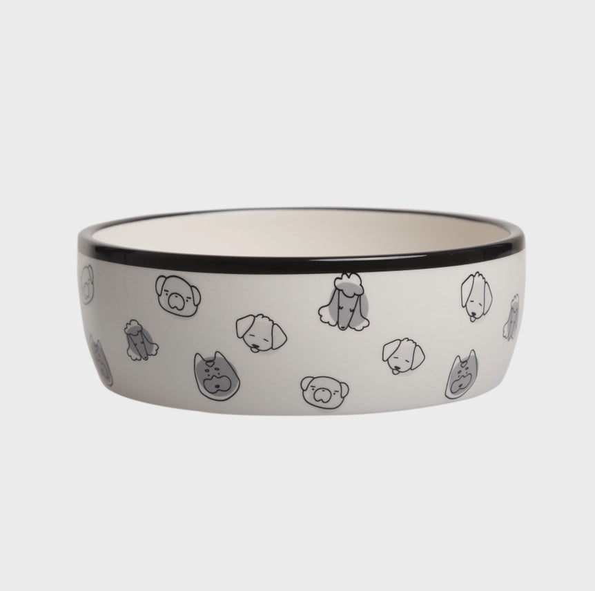Medium Gray Pattern Dog Bowl