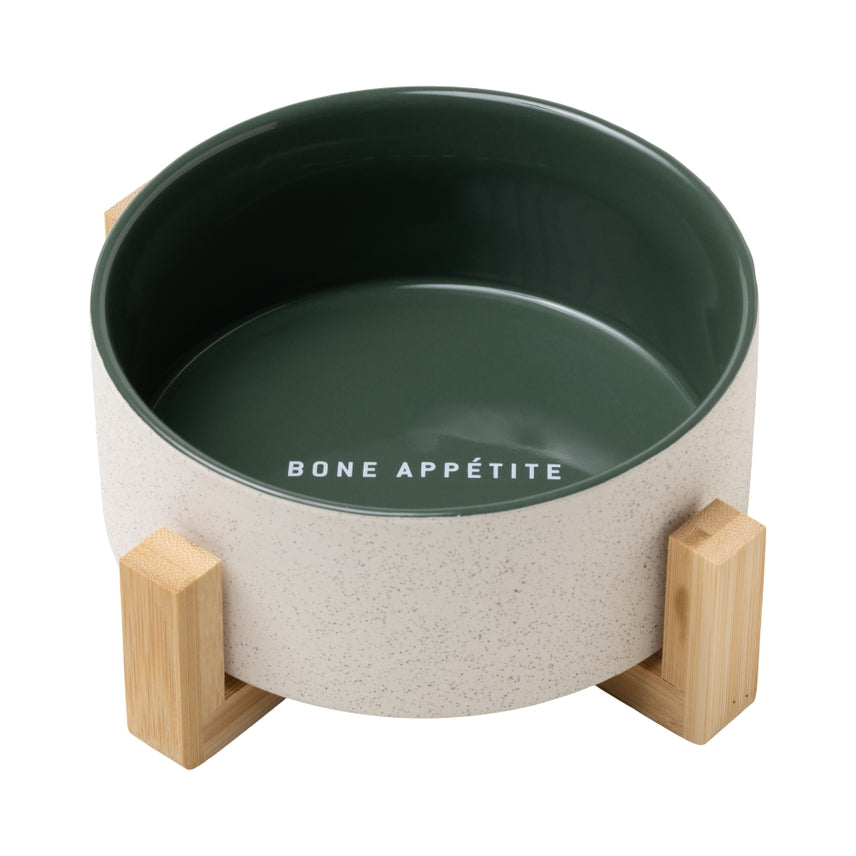 Cermic Bowl With Wooden Stand