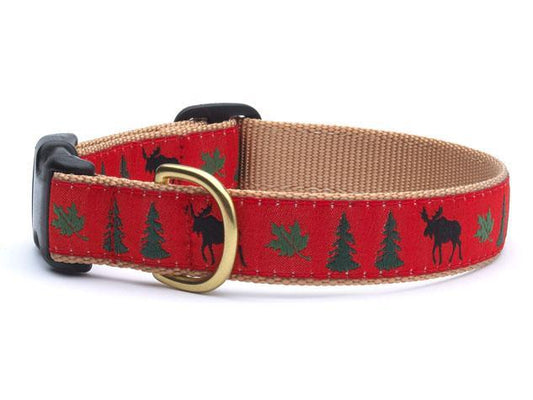 Moose Christmas Holiday Dog Collar
