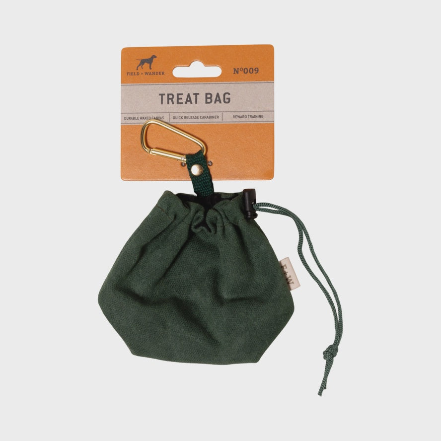 Green Waxed Canvas Quick-Release Dog Treat Bag