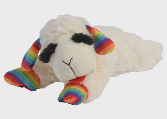 Multipet Rainbow Lamb Chop Plush Dog Toy 10.5"