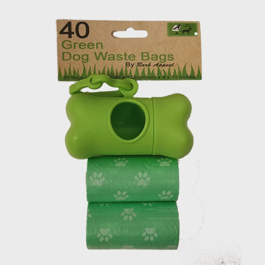 2 Pack 40 Green Waste Bags with Dispenser