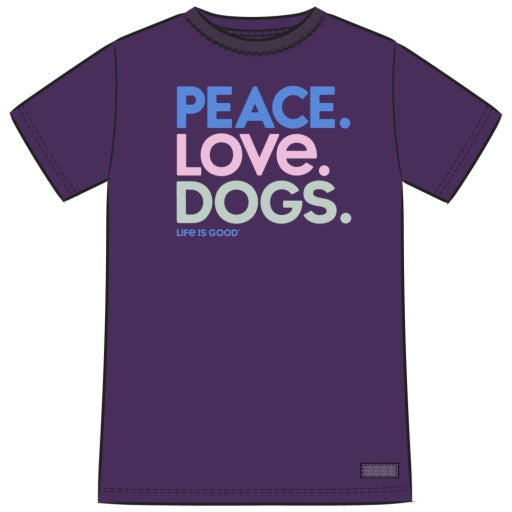 Womens Peace Love Dogs Crusher Tee