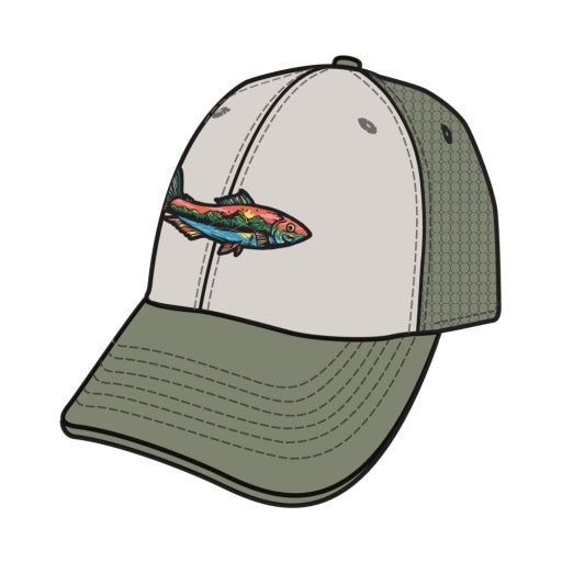 Fish Mountain Scene Hard Mesh Back Cap