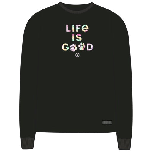 Womens Tie Dye Life Is Good Paw Print L