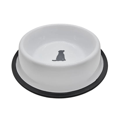 Non Skid Stainless Steel Dog Bowl With Dog Print