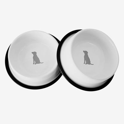 Non Skid Stainless Steel Dog Bowl With Dog Print