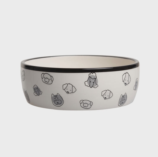 Medium Gray Pattern Dog Bowl